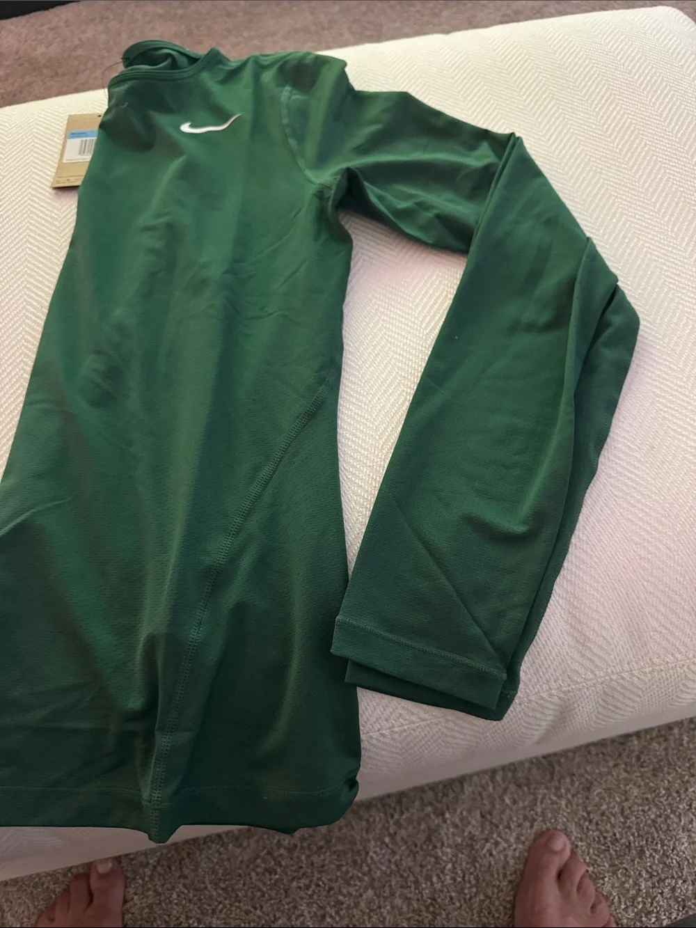 Nike Green Performance Long-Sleeve Top with White Swoosh